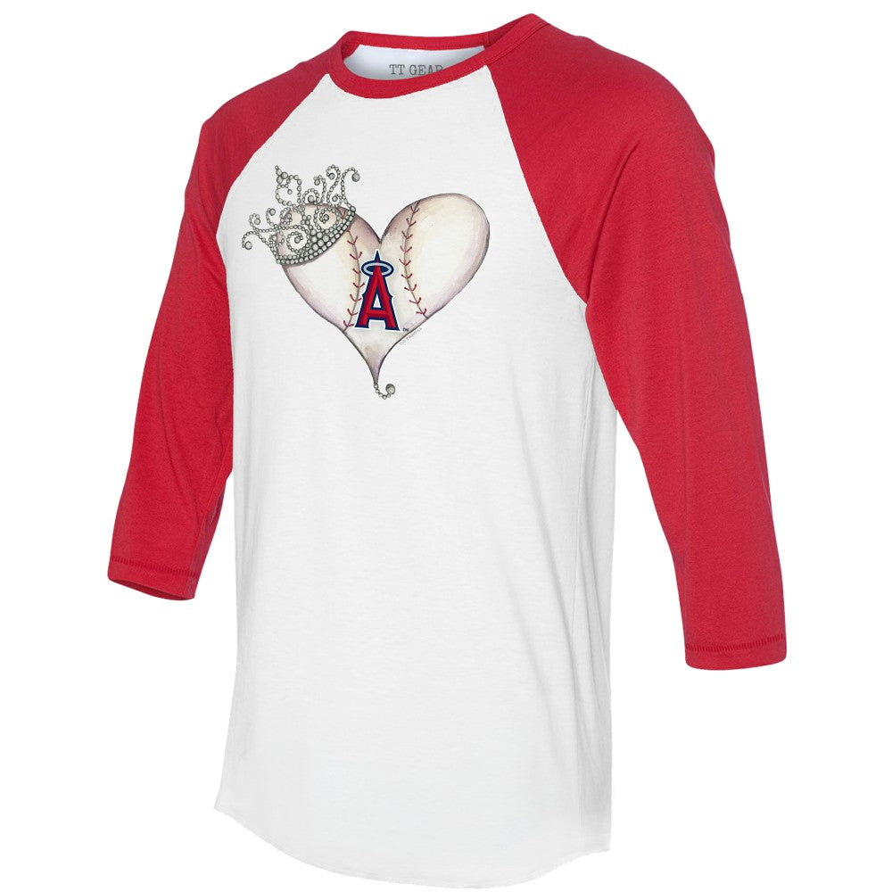 Los Angeles Angels Tiny Turnip Unisex Tiara Heart 3/4-Sleeve Raglan T-Shirt - White/Red T-shirts