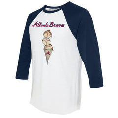 Atlanta Braves Tiny Turnip Unisex Triple Scoop 3/4-Sleeve Raglan T-Shirt - White/Navy T-shirts