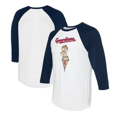Cleveland Guardians Tiny Turnip Unisex Triple Scoop 3/4-Sleeve Raglan T-Shirt - White/Navy T-shirts