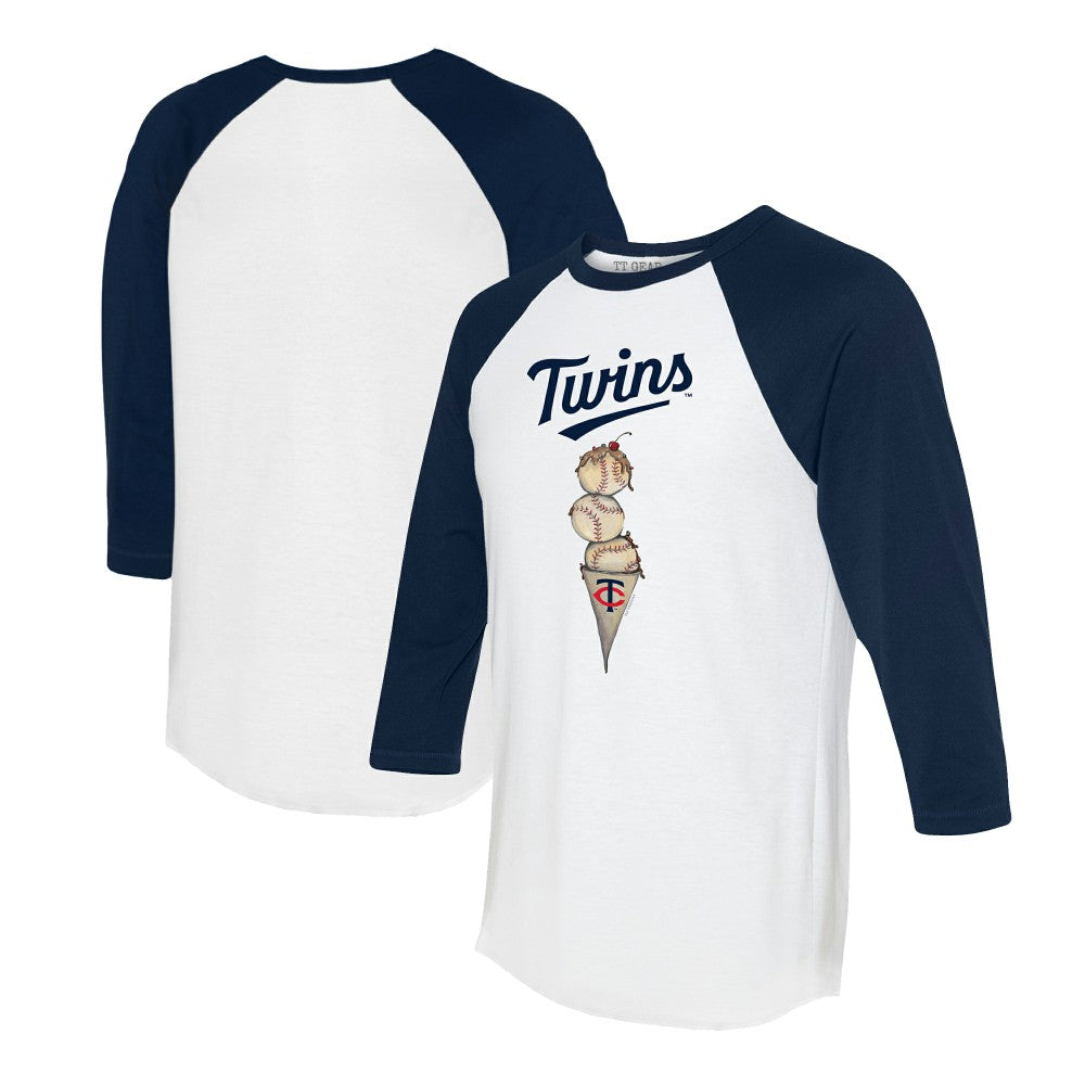 Minnesota Twins Tiny Turnip Unisex Triple Scoop 3/4-Sleeve Raglan T-Shirt - White/Navy T-shirts