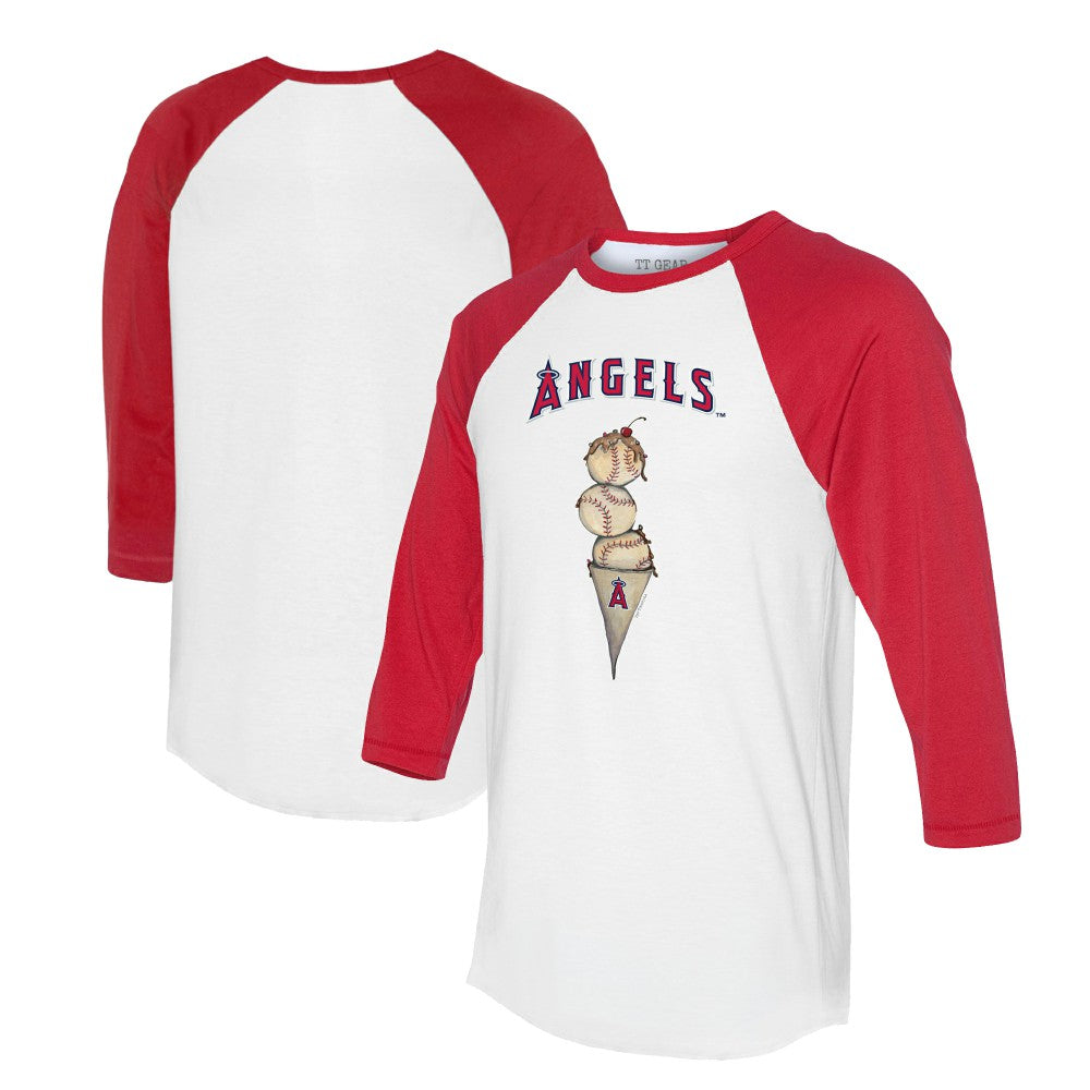Los Angeles Angels Tiny Turnip Unisex Triple Scoop 3/4-Sleeve Raglan T-Shirt - White/Red T-shirts