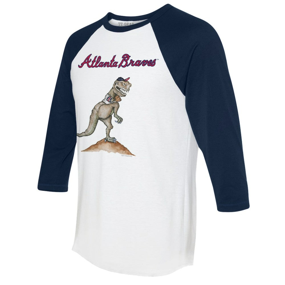 Atlanta Braves Tiny Turnip Unisex TT Rex 3/4-Sleeve Raglan T-Shirt - White/Navy T-shirts