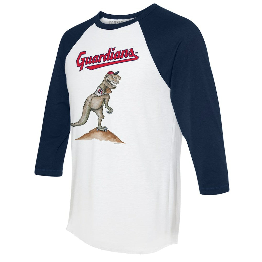 Cleveland Guardians Tiny Turnip Unisex TT Rex 3/4-Sleeve Raglan T-Shirt - White/Navy T-shirts