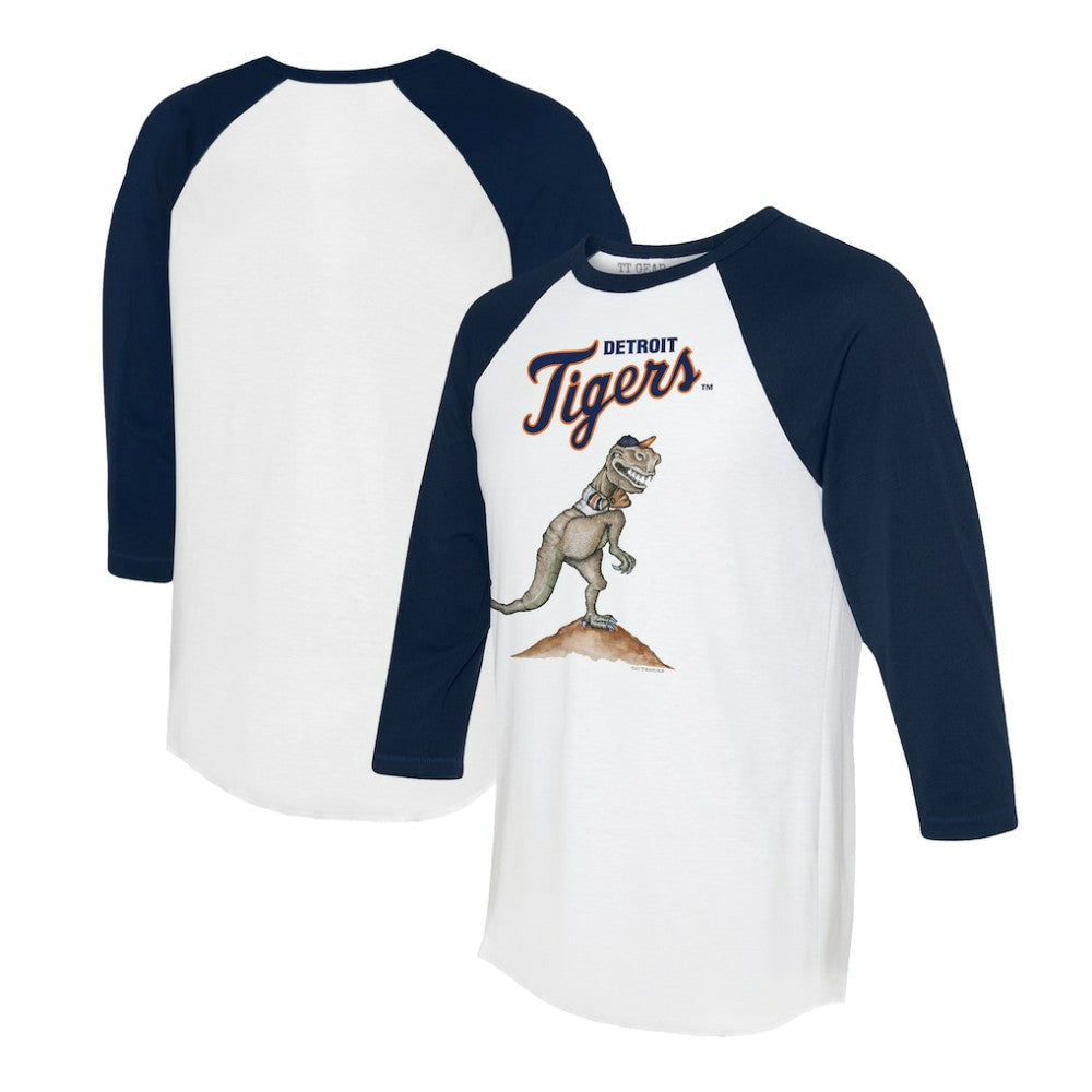 Detroit Tigers Tiny Turnip Unisex TT Rex 3/4-Sleeve Raglan T-Shirt - White/Navy T-shirts