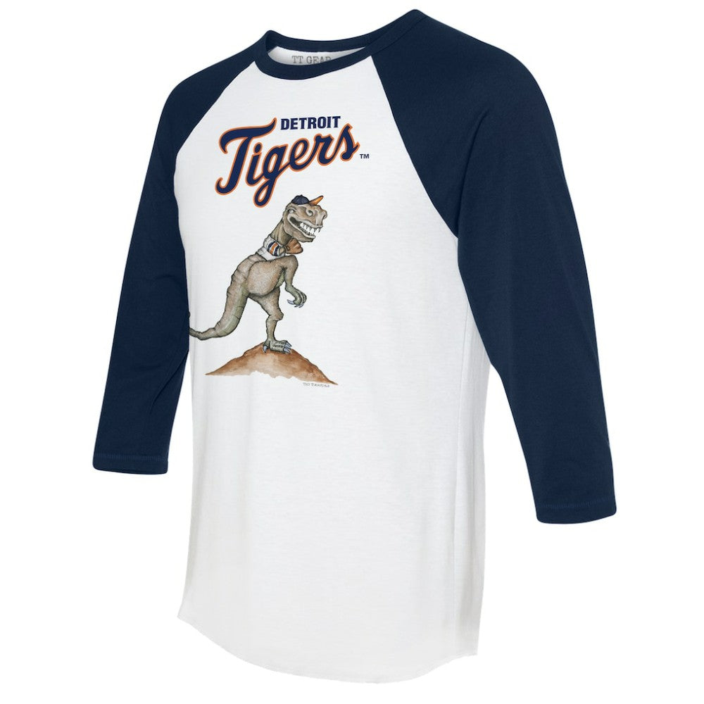 Detroit Tigers Tiny Turnip Unisex TT Rex 3/4-Sleeve Raglan T-Shirt - White/Navy T-shirts