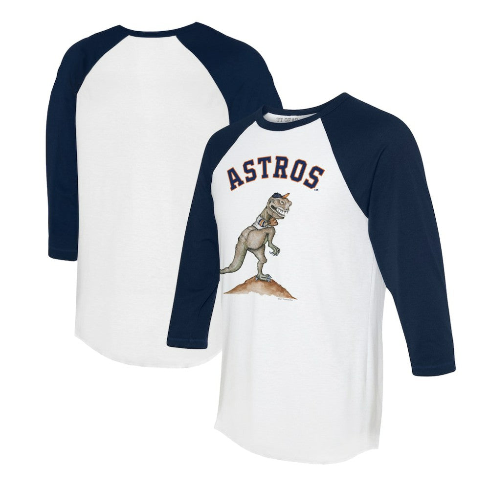 Houston Astros Tiny Turnip Unisex TT Rex 3/4-Sleeve Raglan T-Shirt - White/Navy T-shirts