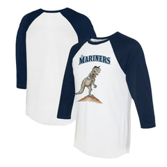 Seattle Mariners Tiny Turnip Unisex TT Rex 3/4-Sleeve Raglan T-Shirt - White/Navy T-shirts