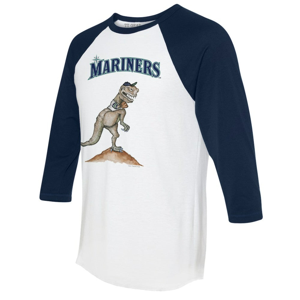 Seattle Mariners Tiny Turnip Unisex TT Rex 3/4-Sleeve Raglan T-Shirt - White/Navy T-shirts