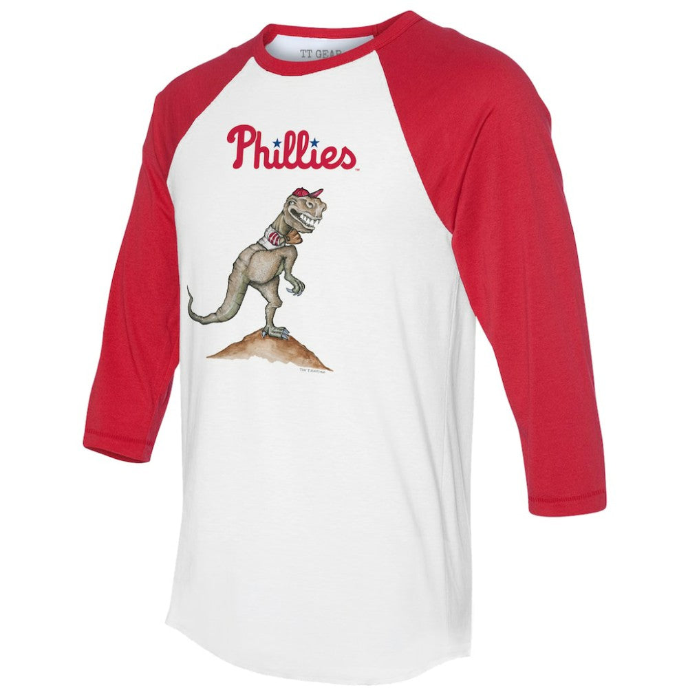 Philadelphia Phillies Tiny Turnip Unisex TT Rex 3/4-Sleeve Raglan T-Shirt - White/Red T-shirts
