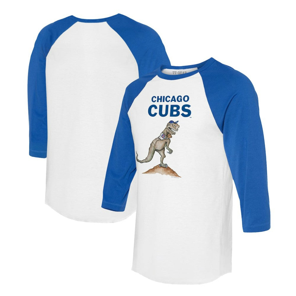 Chicago Cubs Tiny Turnip Unisex TT Rex 3/4-Sleeve Raglan T-Shirt - White/Royal T-shirts