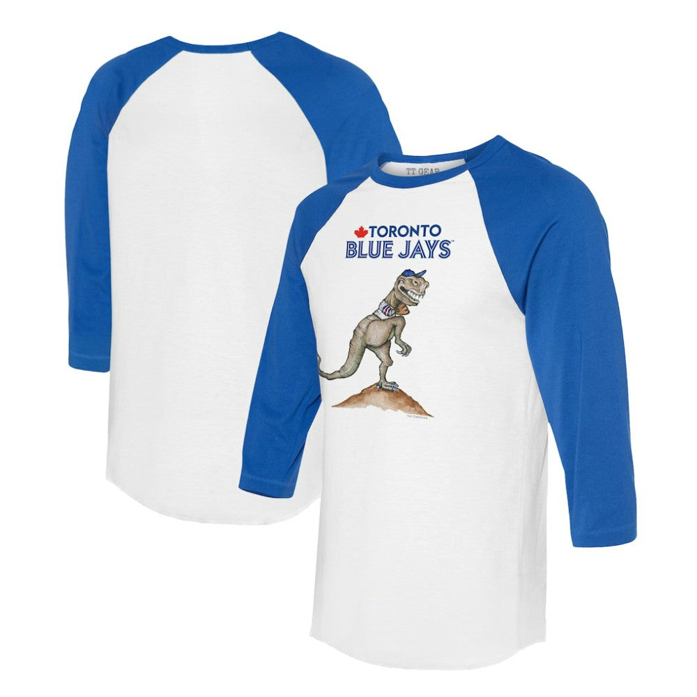Toronto Blue Jays Tiny Turnip Unisex TT Rex 3/4-Sleeve Raglan T-Shirt - White/Royal T-shirts