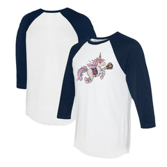 Cleveland Guardians Tiny Turnip Unisex Unicorn 3/4-Sleeve Raglan T-Shirt - White/Navy T-shirts