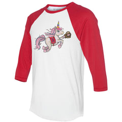 Los Angeles Angels Tiny Turnip Unisex Unicorn 3/4-Sleeve Raglan T-Shirt - White/Red T-shirts
