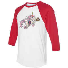 Boston Red Sox Tiny Turnip Unisex Unicorn 3/4-Sleeve Raglan T-Shirt - White/Red T-shirts