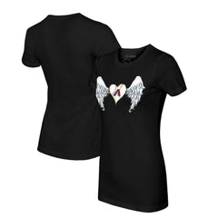 Arizona Diamondbacks Tiny Turnip Women's Angel Wings T-Shirt - Black T-shirts