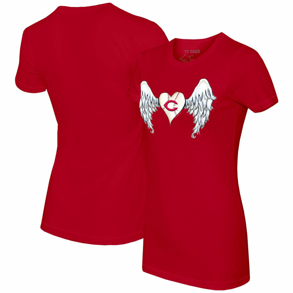 Cincinnati Reds Tiny Turnip Women's Angel Wings T-Shirt - Red T-shirts