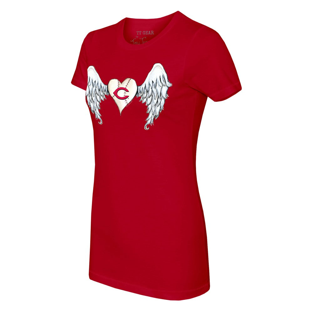 Cincinnati Reds Tiny Turnip Women's Angel Wings T-Shirt - Red T-shirts
