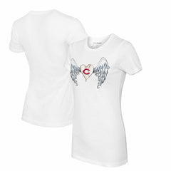 Cincinnati Reds Tiny Turnip Women's Angel Wings T-Shirt - White T-shirts