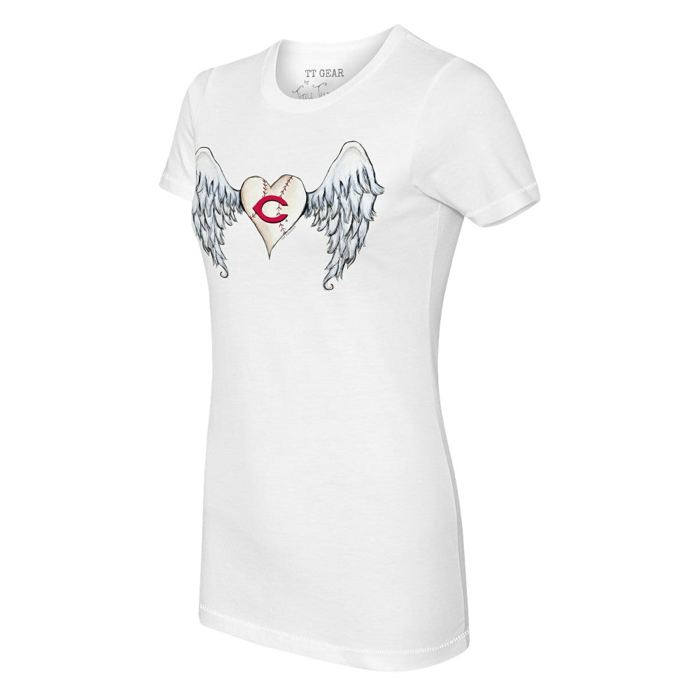 Cincinnati Reds Tiny Turnip Women's Angel Wings T-Shirt - White T-shirts