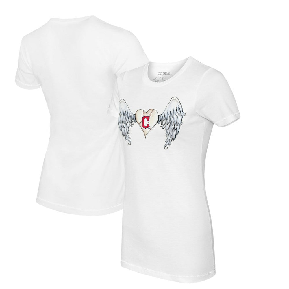 Cleveland Guardians Tiny Turnip Women's Angel Wings T-Shirt - White T-shirts
