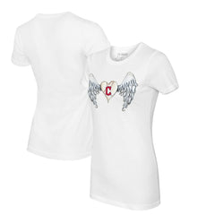 Cleveland Guardians Tiny Turnip Women's Angel Wings T-Shirt - White T-shirts