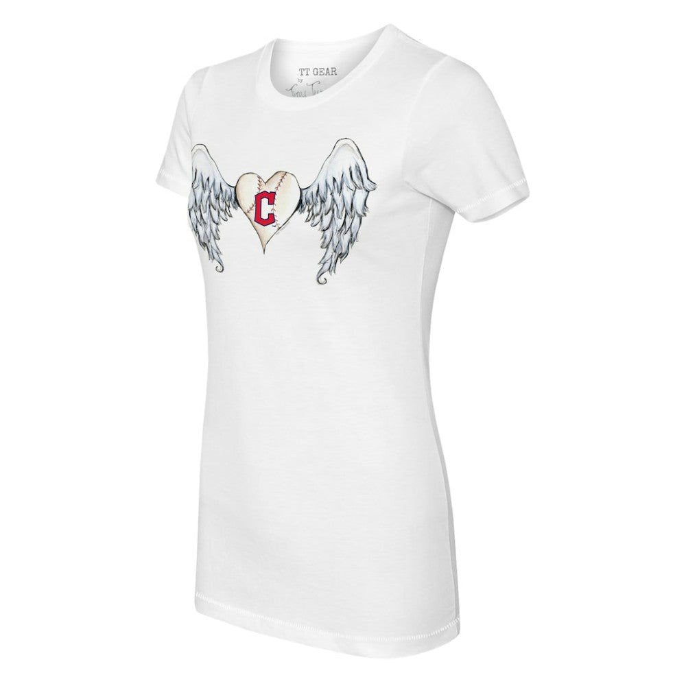 Cleveland Guardians Tiny Turnip Women's Angel Wings T-Shirt - White T-shirts
