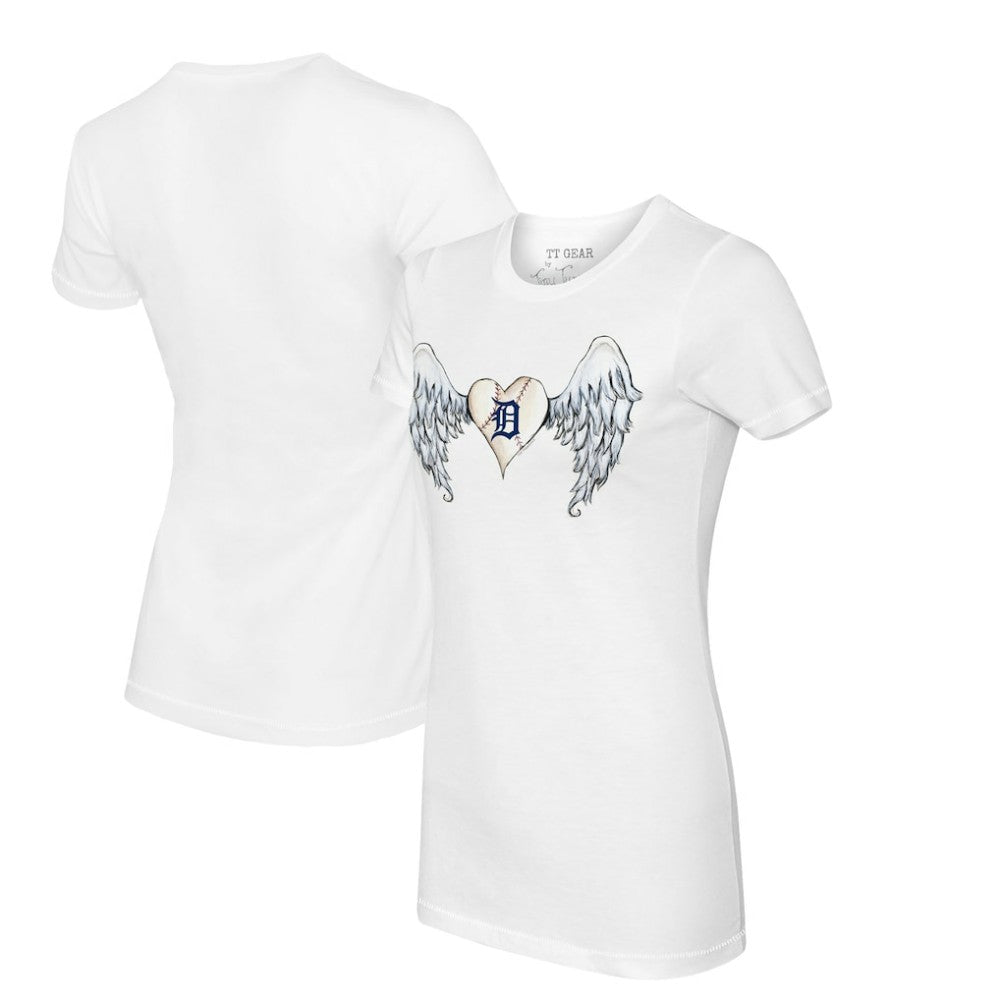 Detroit Tigers Tiny Turnip Women's Angel Wings T-Shirt - White T-shirts