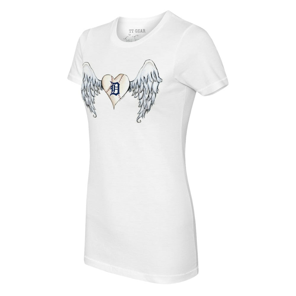 Detroit Tigers Tiny Turnip Women's Angel Wings T-Shirt - White T-shirts