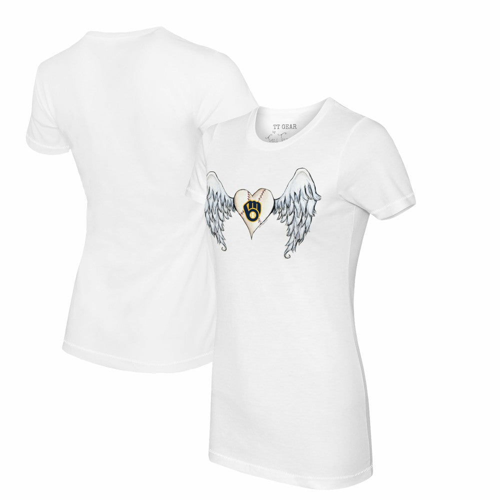 Milwaukee Brewers Tiny Turnip Women's Angel Wings T-Shirt - White T-shirts