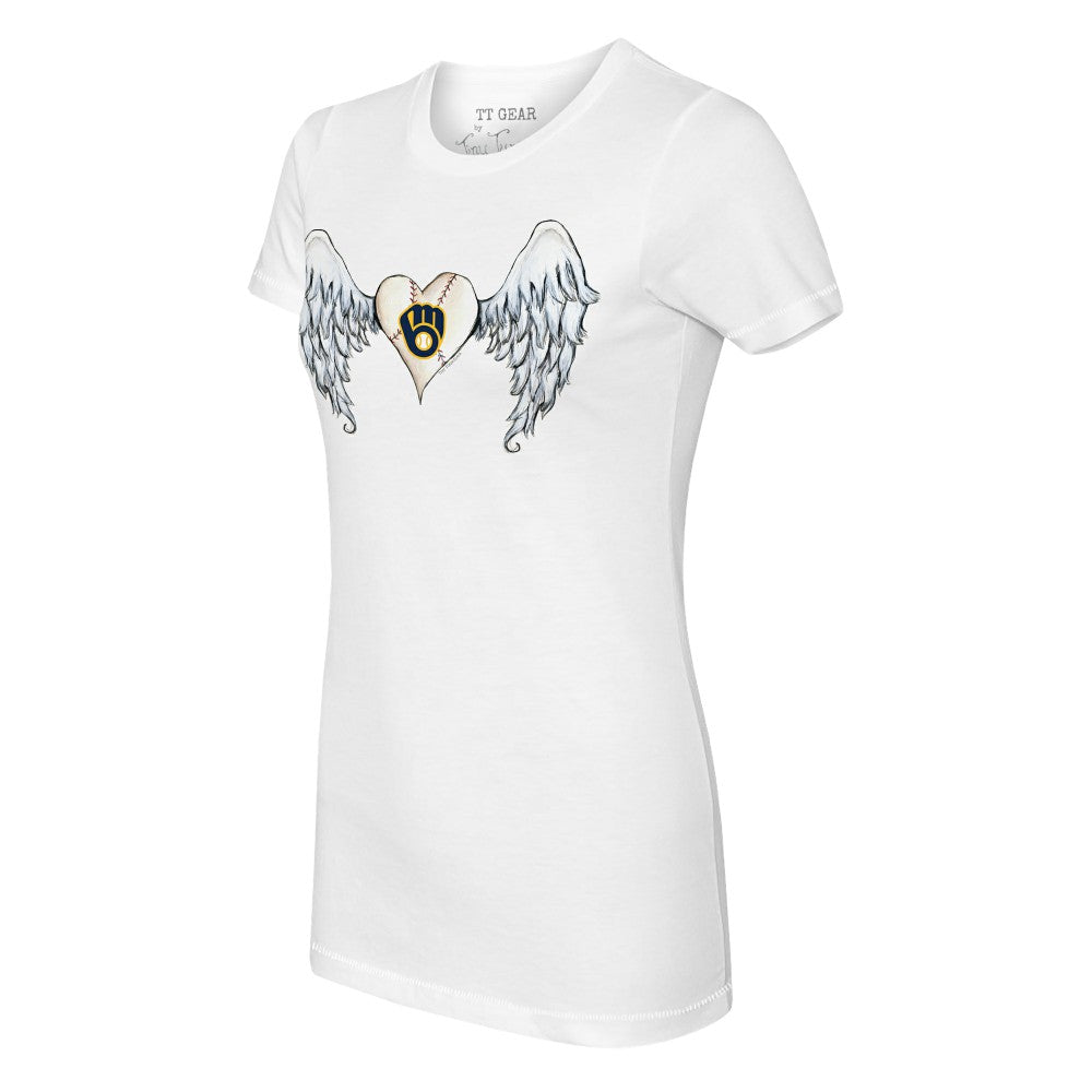 Milwaukee Brewers Tiny Turnip Women's Angel Wings T-Shirt - White T-shirts