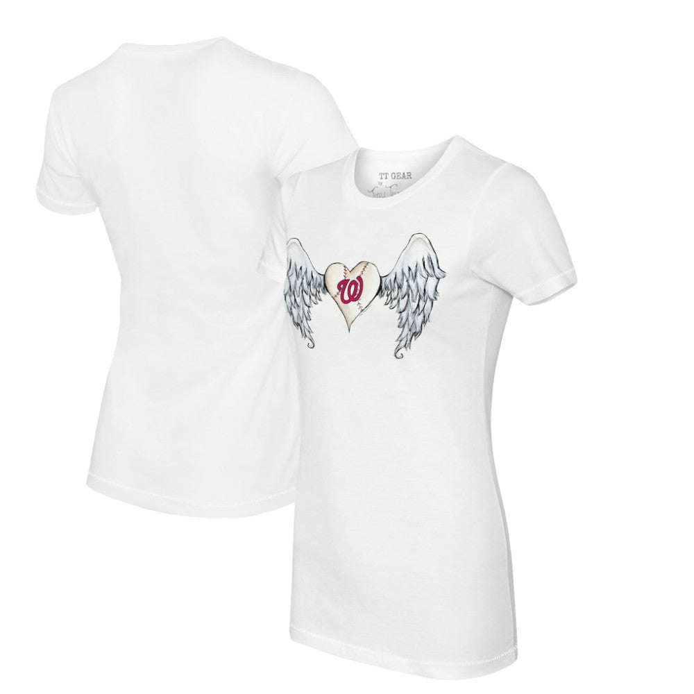Washington Nationals Tiny Turnip Women's Angel Wings T-Shirt - White T-shirts