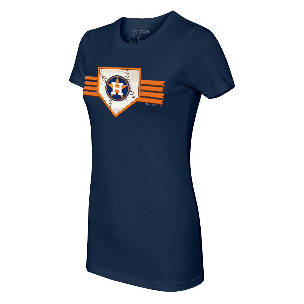 Houston Astros Tiny Turnip Women's Base Stripe T-Shirt - Navy T-shirts