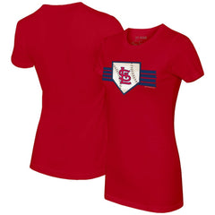 St. Louis Cardinals Tiny Turnip Women's Base Stripe T-Shirt - Red T-shirts