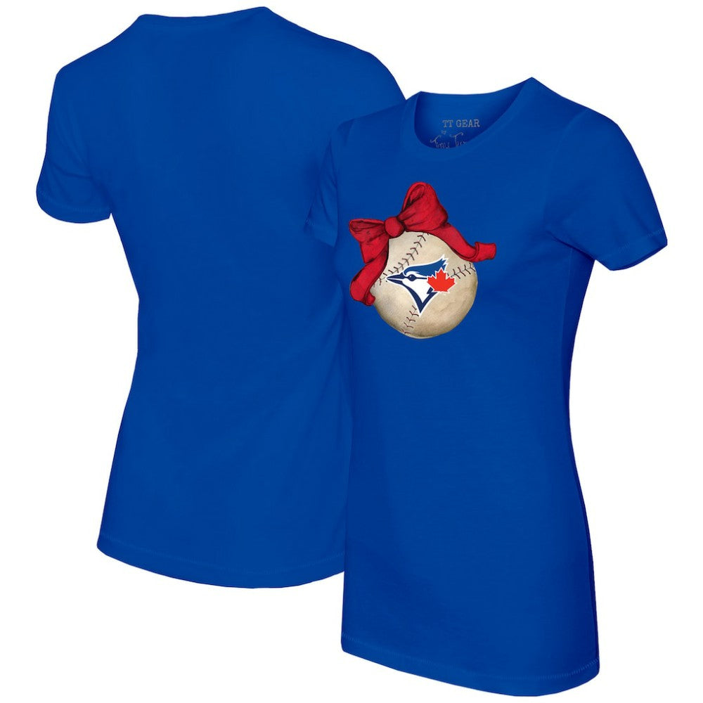 Toronto Blue Jays Tiny Turnip Women's Baseball Bow T-Shirt - Royal T-shirts