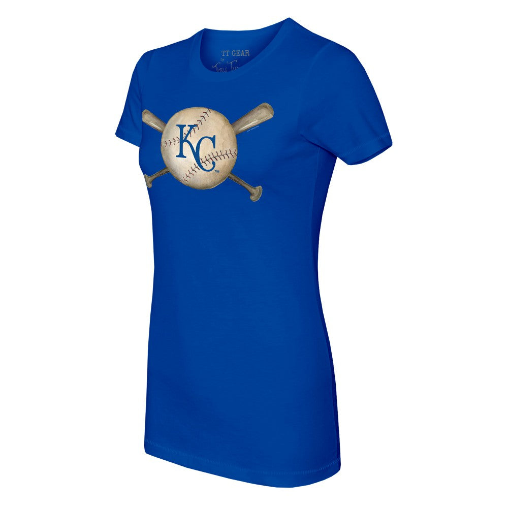 Kansas City Royals Tiny Turnip Women's Baseball Cross Bats T-Shirt - Royal T-shirts
