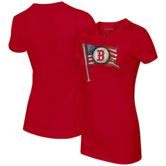 Boston Red Sox Tiny Turnip Women's Baseball Flag T-Shirt - Red T-shirts