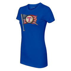 Texas Rangers Tiny Turnip Women's Baseball Flag T-Shirt - Royal T-shirts