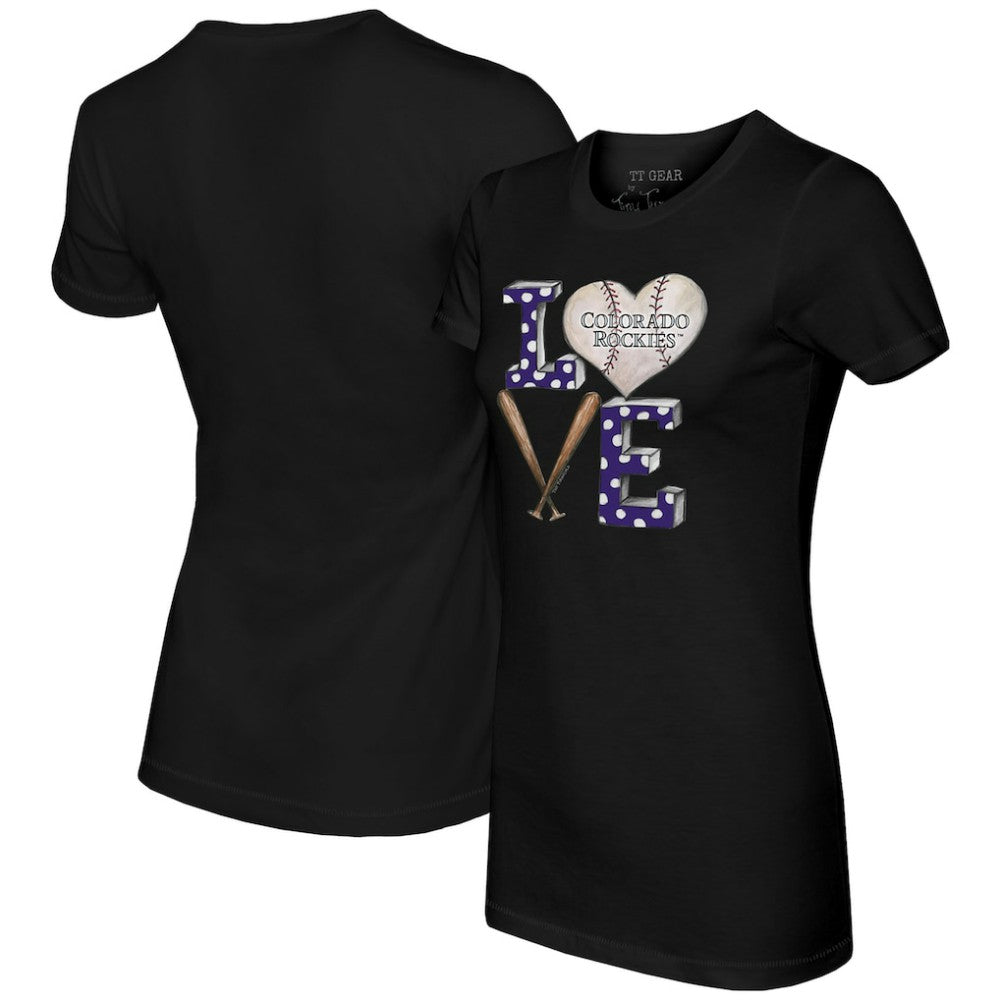 Colorado Rockies Tiny Turnip Women's Baseball Love T-Shirt - Black T-shirts
