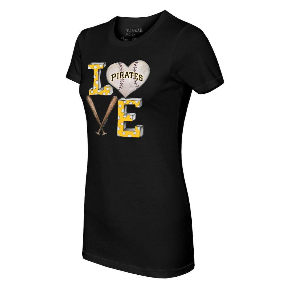Pittsburgh Pirates Tiny Turnip Women's Baseball Love T-Shirt - Black T-shirts