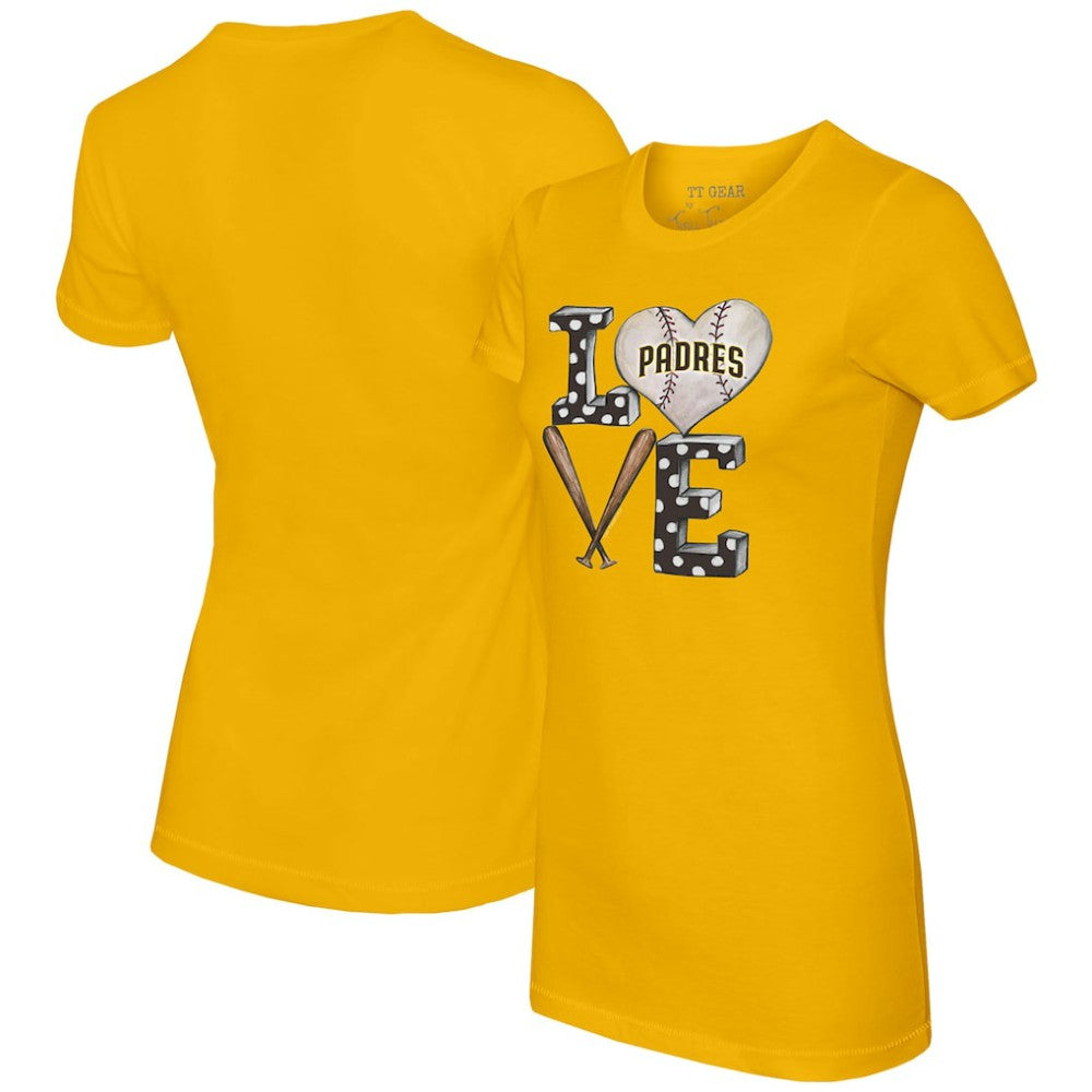 San Diego Padres Tiny Turnip Women's Baseball Love T-Shirt - Gold T-shirts