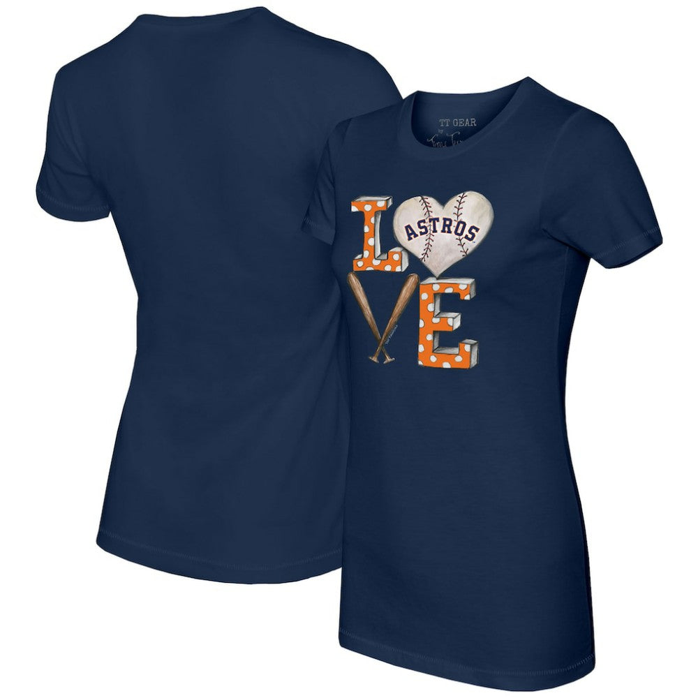 Houston Astros Tiny Turnip Women's Baseball Love T-Shirt - Navy T-shirts