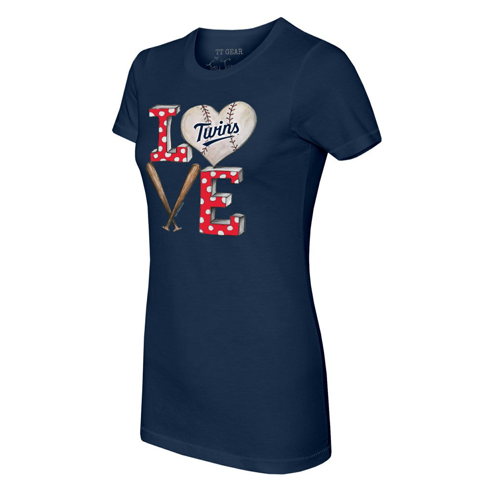 Minnesota Twins Tiny Turnip Women's Baseball Love T-Shirt - Navy T-shirts