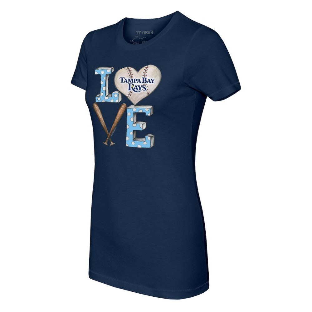 Tampa Bay Rays Tiny Turnip Women's Baseball Love T-Shirt - Navy T-shirts
