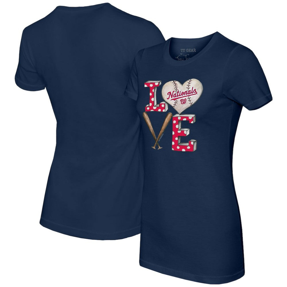 Washington Nationals Tiny Turnip Women's Baseball Love T-Shirt - Navy T-shirts