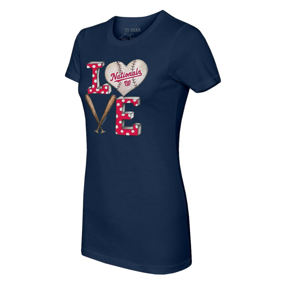 Washington Nationals Tiny Turnip Women's Baseball Love T-Shirt - Navy T-shirts