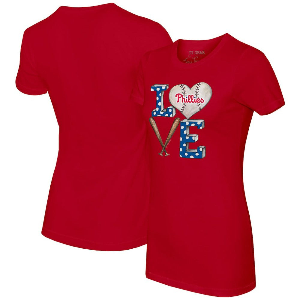 Philadelphia Phillies Tiny Turnip Women's Baseball Love T-Shirt - Red T-shirts