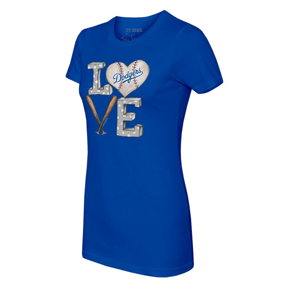 Los Angeles Dodgers Tiny Turnip Women's Baseball Love T-Shirt - Royal T-shirts