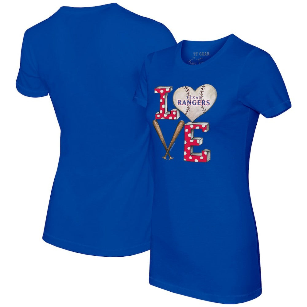 Texas Rangers Tiny Turnip Women's Baseball Love T-Shirt - Royal T-shirts