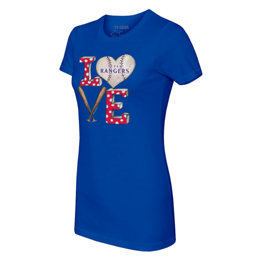 Texas Rangers Tiny Turnip Women's Baseball Love T-Shirt - Royal T-shirts