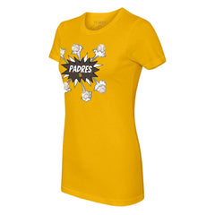 San Diego Padres Tiny Turnip Women's Baseball Pow T-Shirt - Gold T-shirts